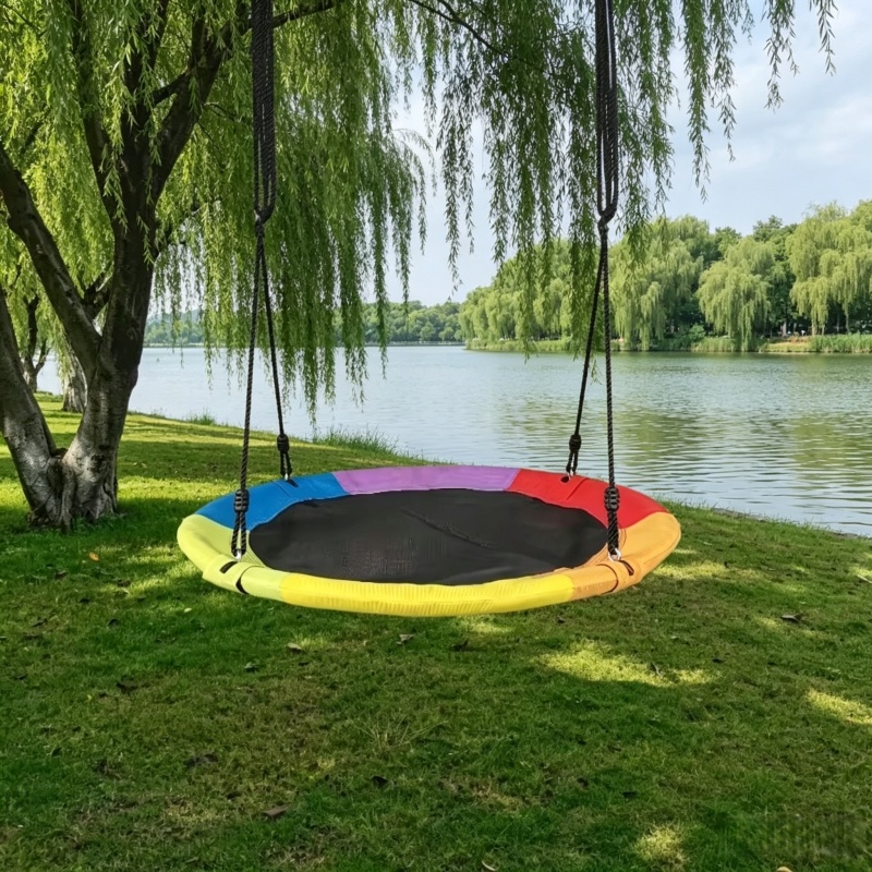 Gardening Tools Kids - 円形オックスフォードネットキャンバス子供用ハンモック吊り下げロープスイング屋外ツール公園キャンプバルコニー裏庭庭遊び場セット