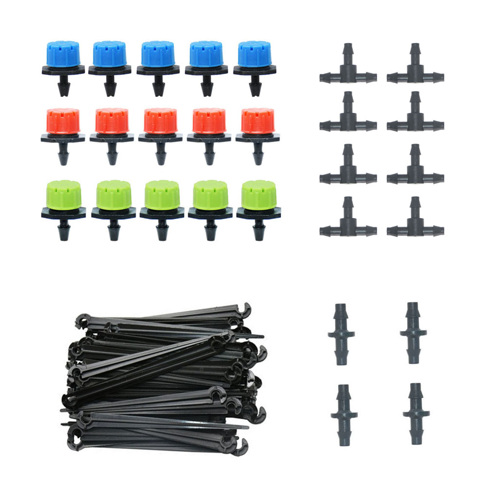 Root Watering Spike - 庭の点滴灌漑キット,マイクロミストスプレー冷却システム,4/7mmホース,自動散水,tコネクタ付き
