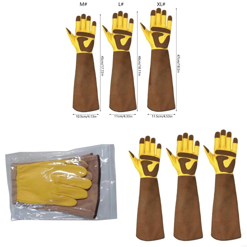 Garden Gloves Thorn Proof - F19B レザー ローズ プルーニング グローブ 通気性と耐久性、とげ防止ガントレット付き