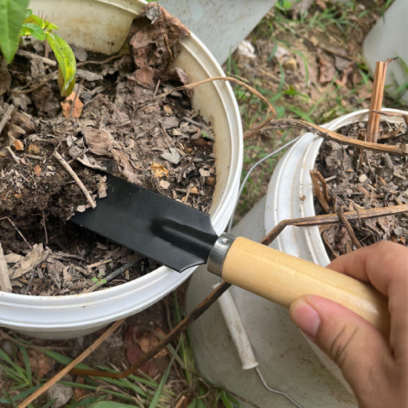 Garden Hand Trowel - 小型ガーデンスパデ掘削ツール木製ハンドル多機能ガーデニングツールハンドトロウェル