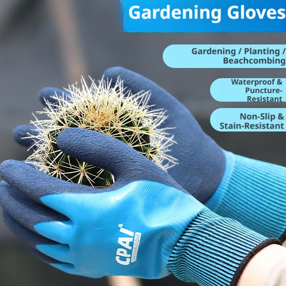 Garden Gloves Thorn Proof - 耐刃性防水ガーデニンググローブ、滑り止めグリップ付き、ビーチでの作業、花の植え付け、除草、作業者、建築作業員の手の保護に。