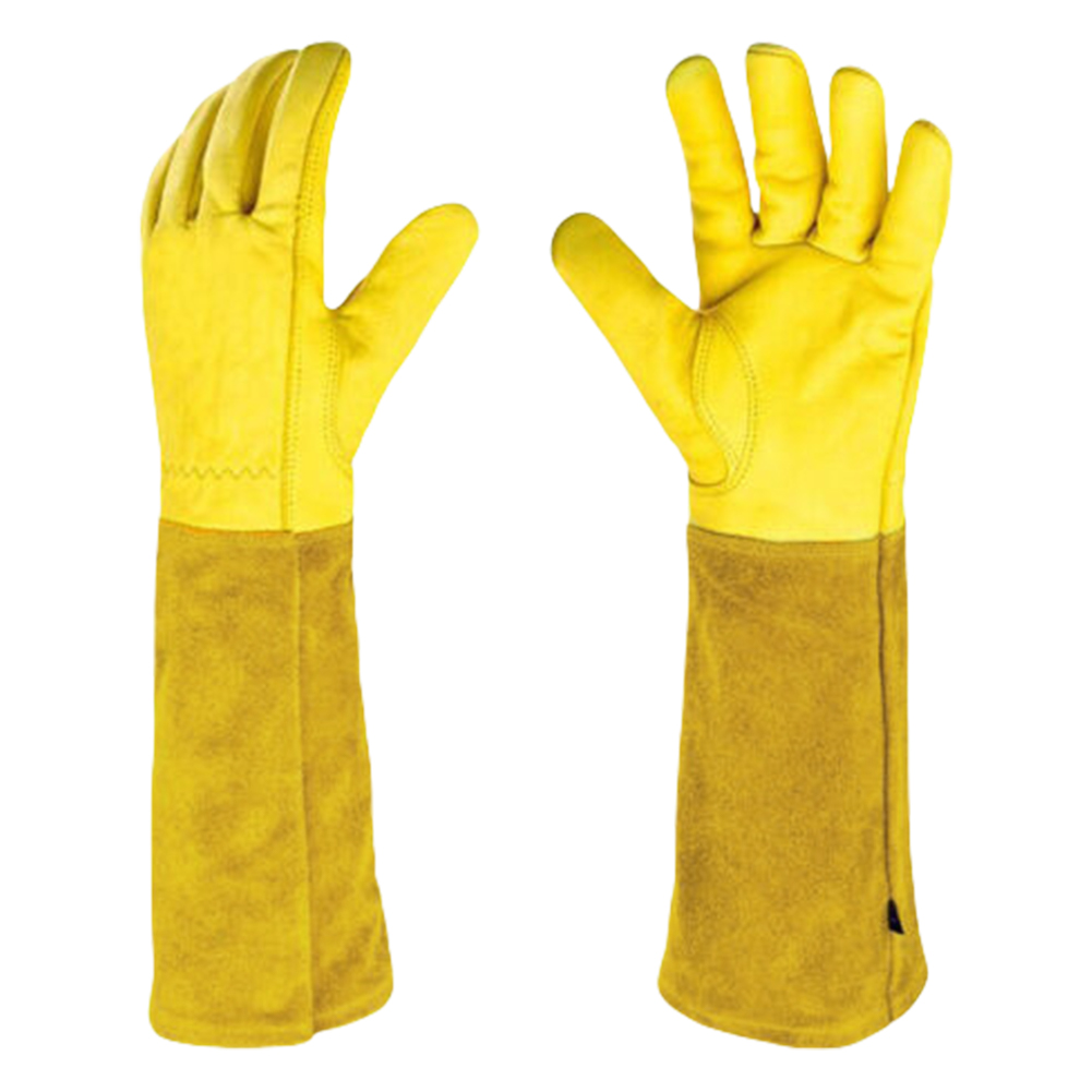 1 ペアの長い棘防止園芸用手袋通気性のある革製作業ミトン労働 - Garden Gloves Thorn Proof のレビューと価格