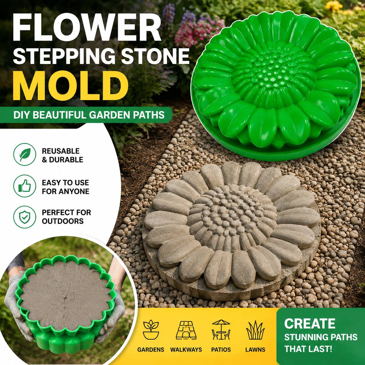 ひまわりテラスストーンモールドセット、コンクリート製ガーデン - Gardening Tools Gifts のレビューと価格