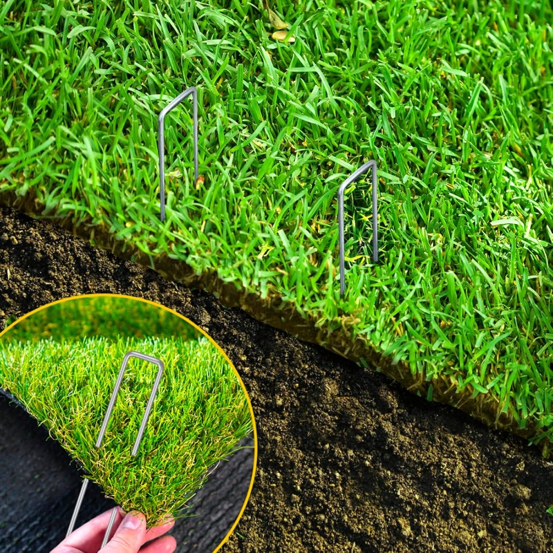 10個入りU字型ガーデンネイル人工芝ネイルヘビーフェンスパイ - Gardening Tools Used For Weeding のレビューと価格