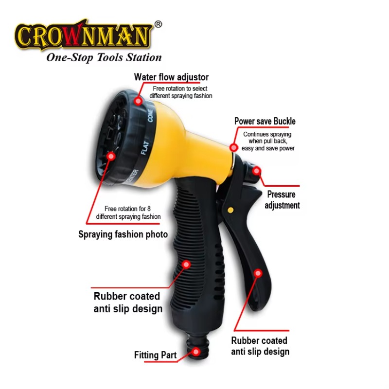 高品質8パターンガーデンウォーターホースノズルガン、調整可能 - Gardening Tools High Quality のレビューと価格