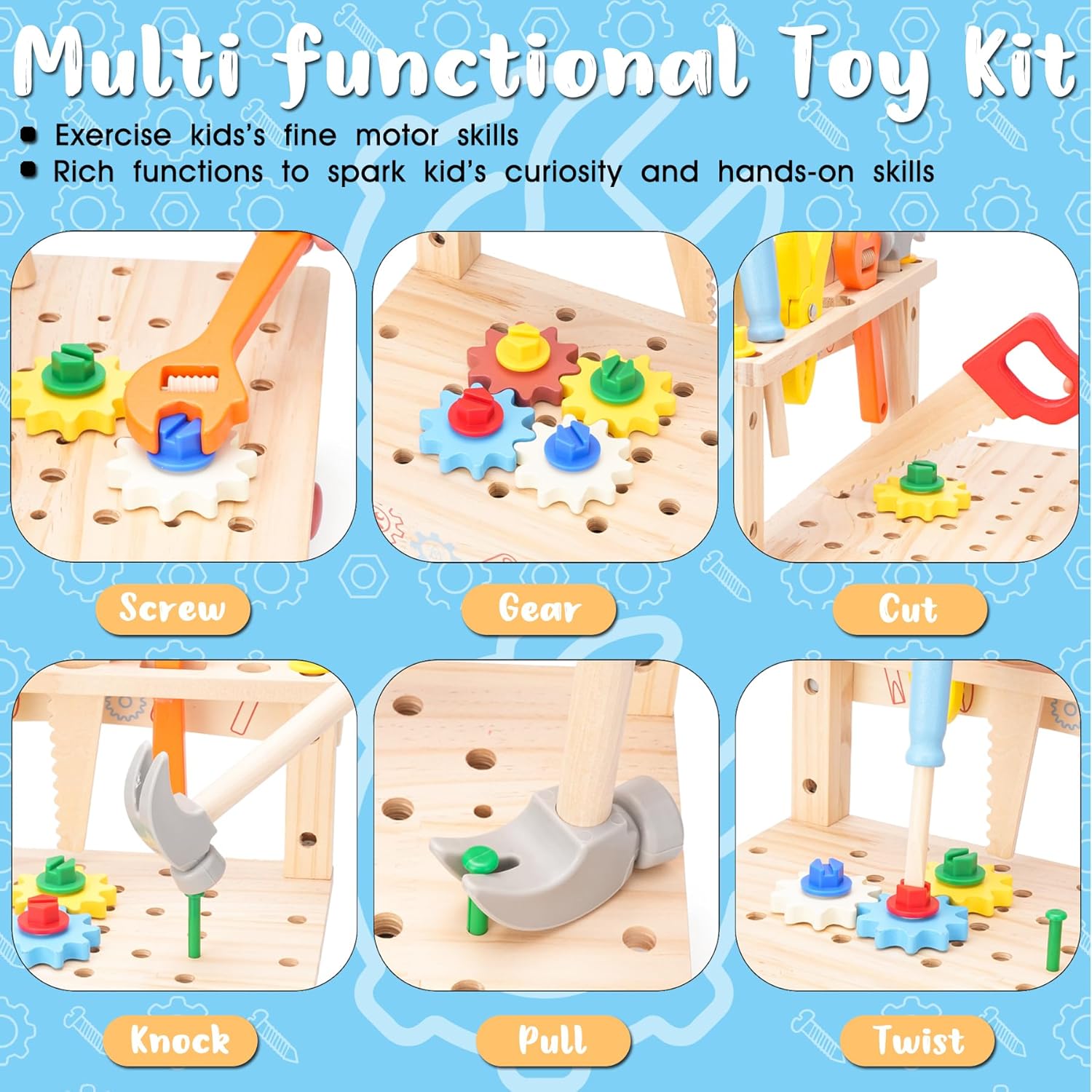 子供用木製ツールベンチ、モンテッソーリ教育ごっこ遊び建設玩具 - Gardening Tools Kids のレビューと価格