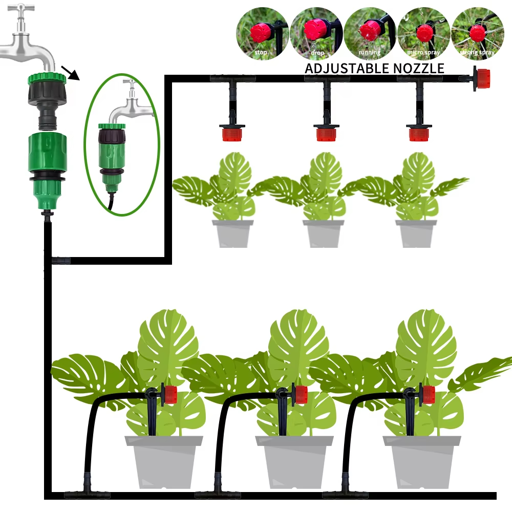 庭の点滴灌漑自動散水システムキット調整可能なノズルスプリンク - Root Watering Spike のレビューと価格