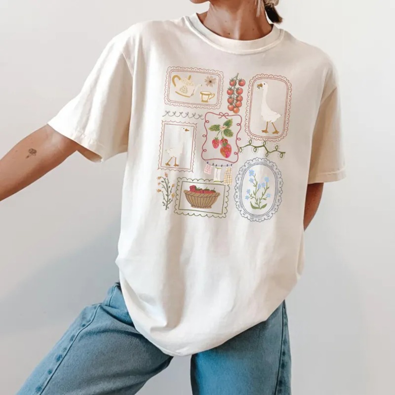 カントリースタイルプリントTシャツ レディース カジュアル  - Junior Gardening Tools のレビューと価格