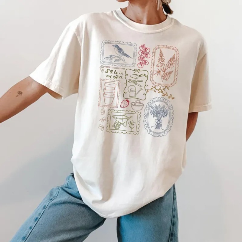 カントリースタイルプリントTシャツ レディース カジュアル  - Junior Gardening Tools のレビューと価格