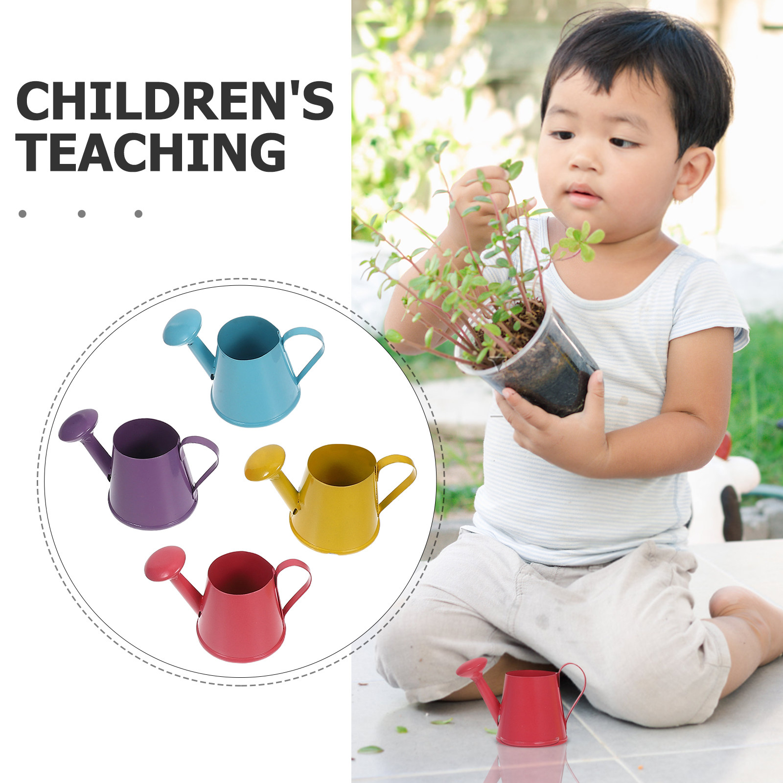 4個入りミニ金属製じょうろセット 鮮やかな色の鉄製 室内・屋 - Gardening Tools Kids のレビューと価格